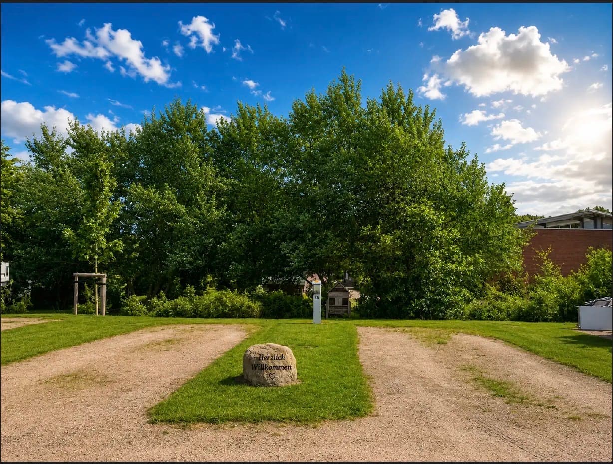 Ledig ställplats med välkomststen